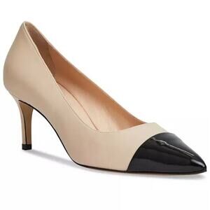 Bruno Magli Women's Tara Capped-Toe Pumps size 6 1/2 Cream / Black